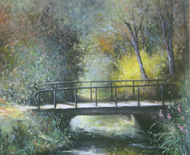 paysage au pont 40x50 280€